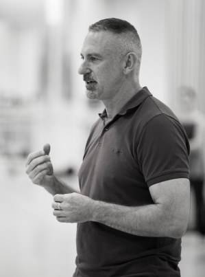 Garry Stewart rehearsing 'Monument' 2013. Photo Lynette Wills