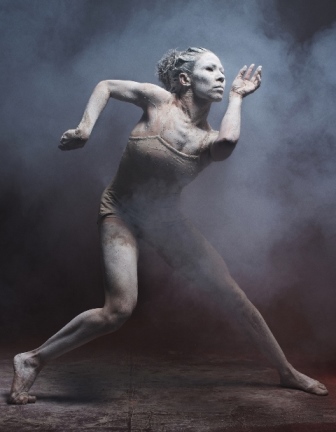 Tara Gower in a study for 'Ochres'. Bangarra Dance Theatre, 2015. Photo: © Edward Mulvihill