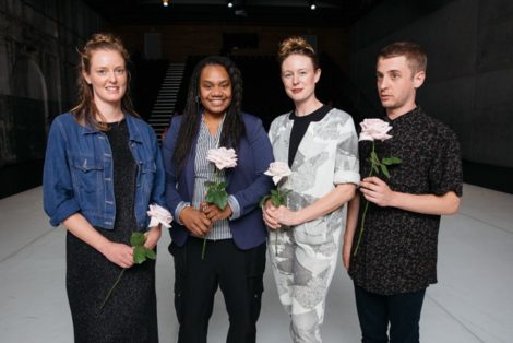 (l-r) Sarah Aiken, Ghenoa Gela, Rebecca Jensen, Martin Hansen. Keir Choreographic Award 2016. Photo: Daniel Boud