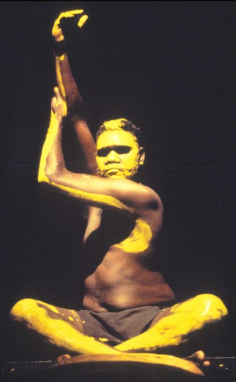 Djakapurra Munyarryun in Ochres, Bangarra Dance Theatre 1995. Photo Tim Webster