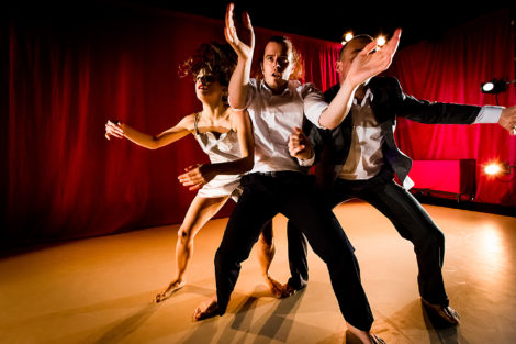 Lucy Marinkovich, Emmanuel Reynaud and Matthew Moore in 'Lobsters'. Photo: Philip Merry