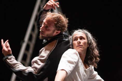 Alex Leonhartsberger as Jimmy O'Reilly and Rachel Poirier as Finola in 'Loch na hEala', Wellington, 2018. Photo: © Matt Grace/New Zealand Festival