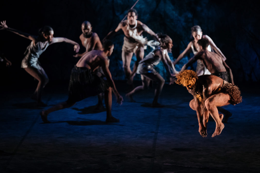 Beau Dean Riley Smith and dancers of Bangarra Dance Theatre in 'Dark Emu', 2018. Photo: Dancers of Bangarra Dance Theatre in 'Dark Emu', 2018. Photo: © Daniel Boud