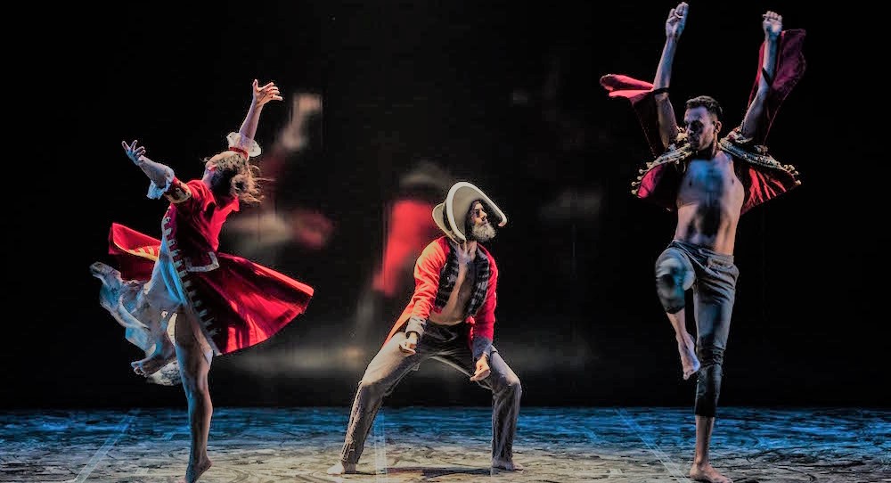 Beau Dean Riley Smith (centre) as Bennelong, Bangarra Dance Theatre 2017. Photo: Vishal Pandey