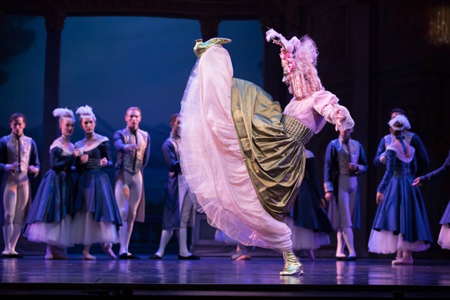 Vito Bernasconi as a Stepsister in Cinderella. Queensland Ballet, 2018. Photo: David Kelly