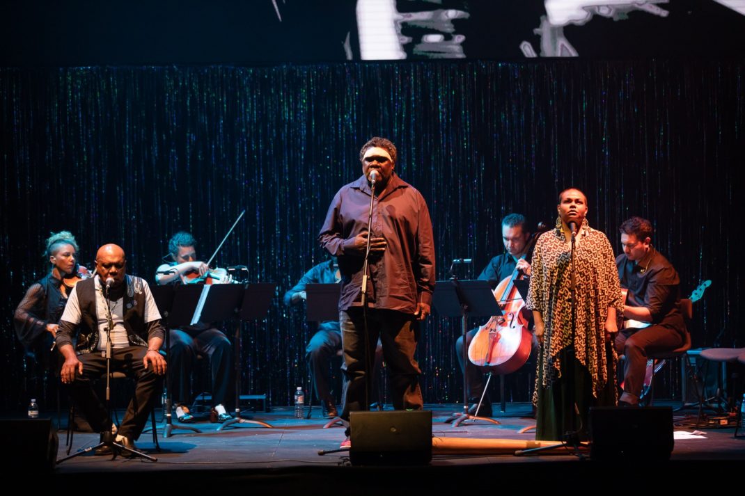 Djakapurra Munyarryun and Ursula Yovich. Duboo, 2018. Photo Daniel Boud