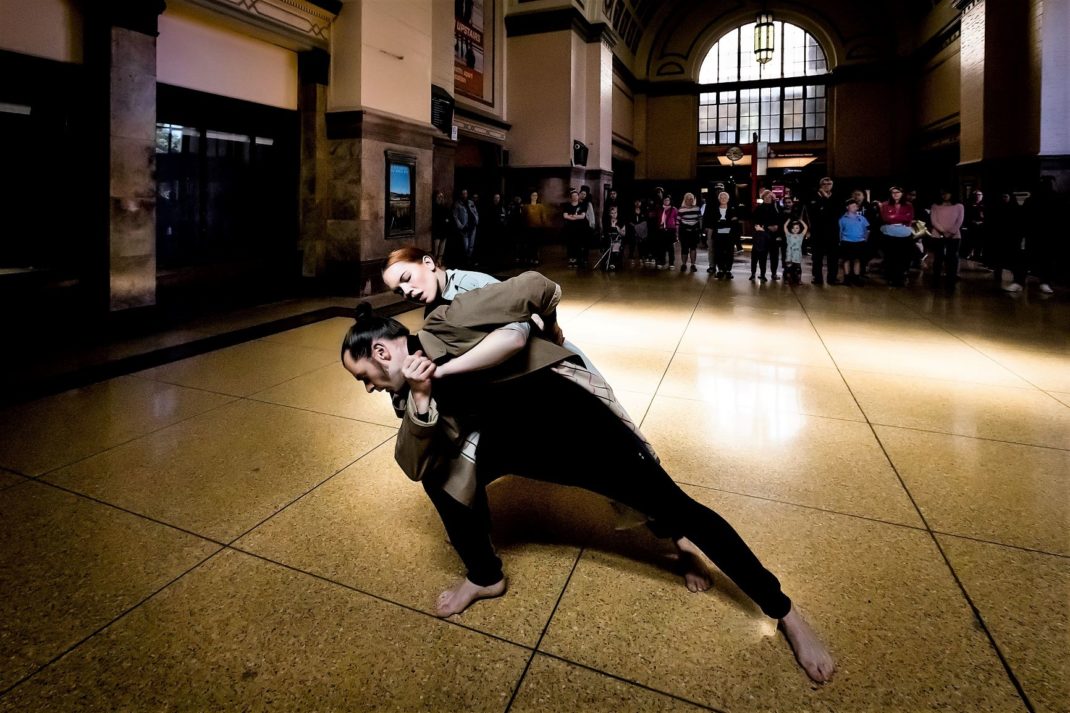 Hannah Tasker-Poland and Emmanuel Reynaud in 'Thursday'. Borderline Arts Ensemble, 2019. Photo: Philip Merry