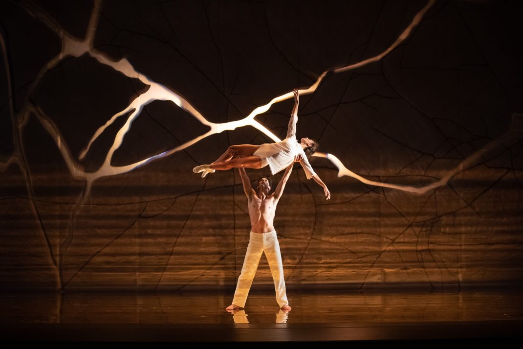 Andrew Killian and Dimity Azoury in Alice Topp's 'Aurum'. The Australian Ballet, 2019. Photo: © Daniel Boud