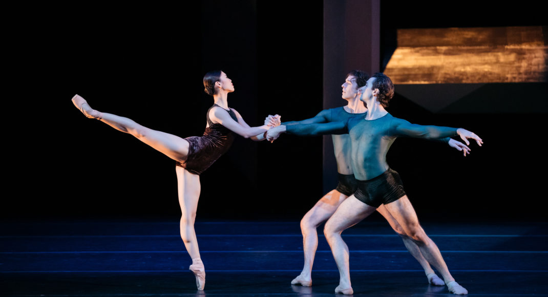 Ako Kondo, Andrew Killian and Cristiano Martino in Stephen Baynes' 'Constant Variants'. The Australian Ballet, 2019. Photo: © Daniel Boud