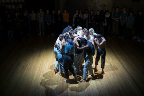 NZSD Choreographic Season 2019. NZSD dancers in 'Huddle'. Photo: © Stephen A'Court