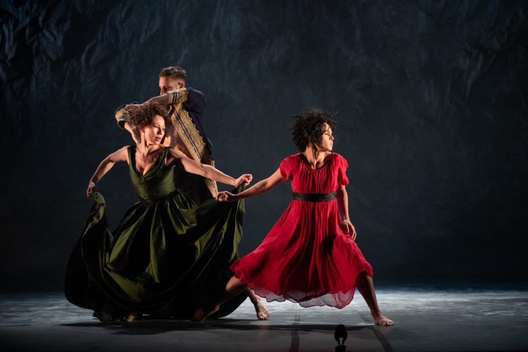 Trio from 'Mathinna'.Bangarra Dance Theatre, 2019.. Photo: Daniel Boud