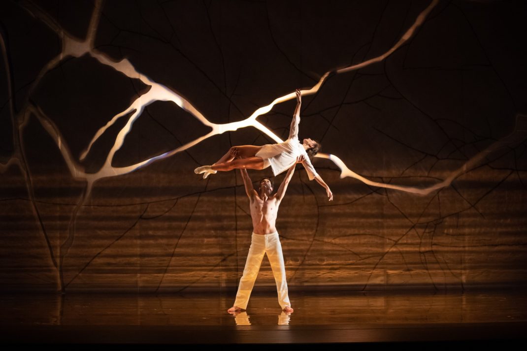 Andrew Killian and Dimity Azoury in 'Aurum'. The Australian Ballet, 2019. Photo: © Daniel Boud