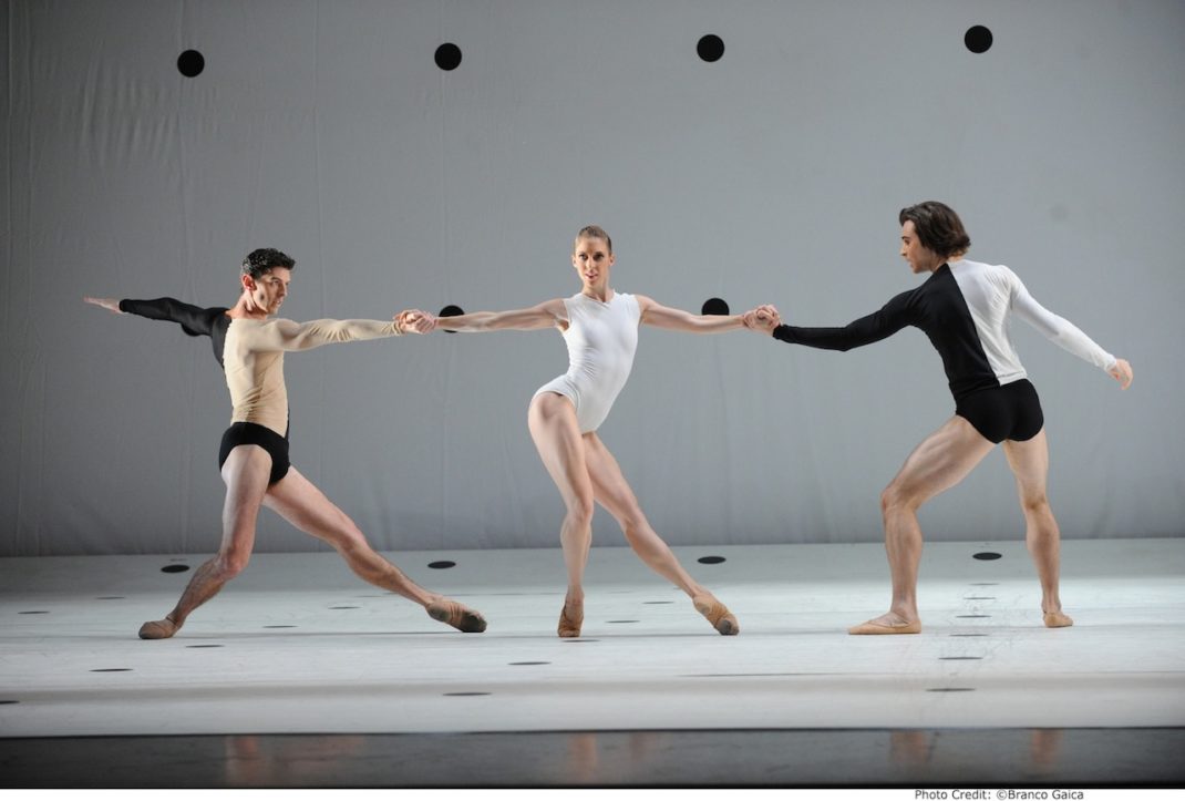 Andrew Killian, Lana Jones and Daniel Gaudiello in 'Dyad 1929'. The Australian Ballet, 2013. Photo: © Branco Gaica